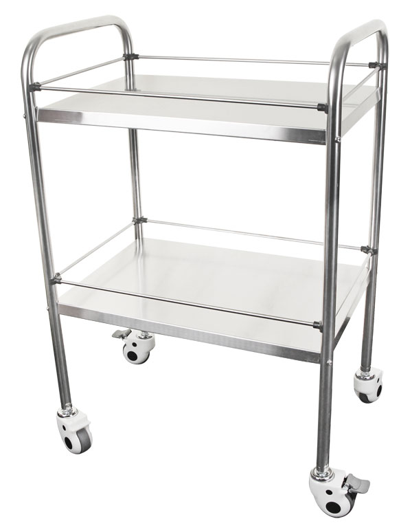 TWO TIER STAINLESS STEEL MEDICAL TROLLEY - CM1716
